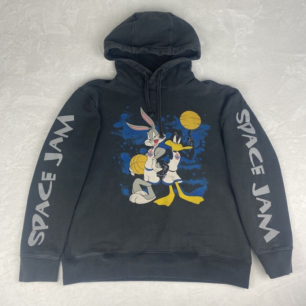 Tailgate Space Jam Bugs Bunny Daffy Duck Sweater Adult Medium Gray Hoodie